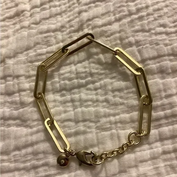 NWT J Crew larger chunky paper clip good tone bracelet, Cubic Zirconia, brass - Picture 7 of 7